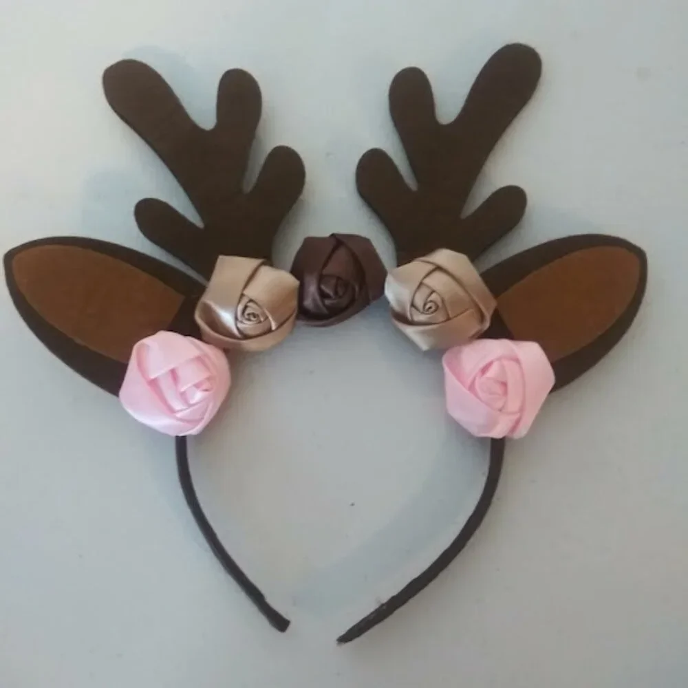 Deer costume girls size 6-10 brown, white and pink tutu dress with headband